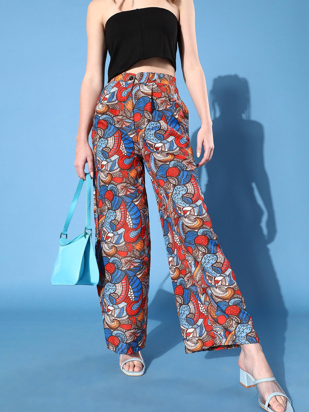 

Stylecast X Hersheinbox Women Multi-Coloured Geometric Wide Leg Trousers