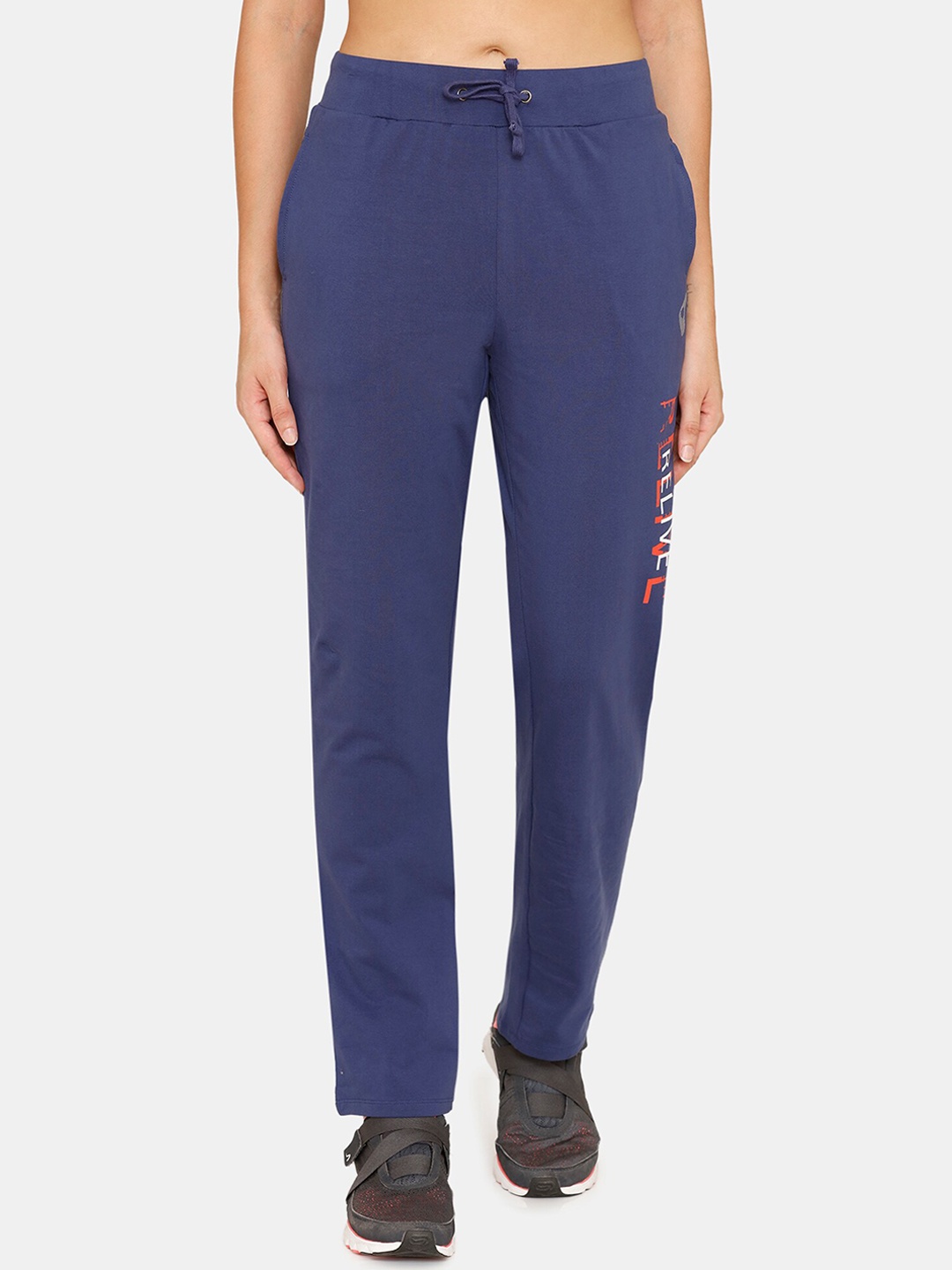

Zelocity by Zivame Women Blue Solid Cotton Track Pants