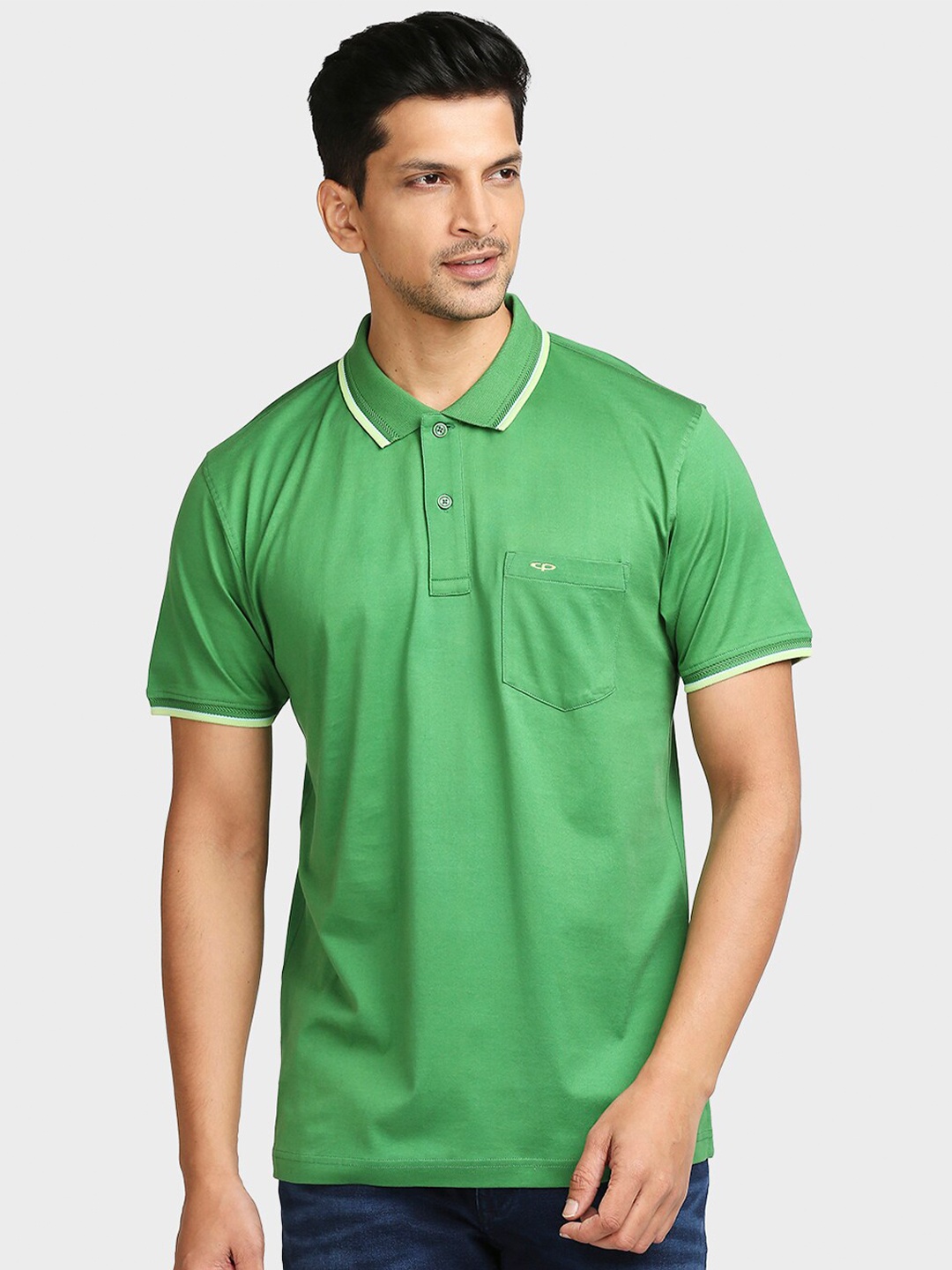 

ColorPlus Men Green Polo Collar T-shirt