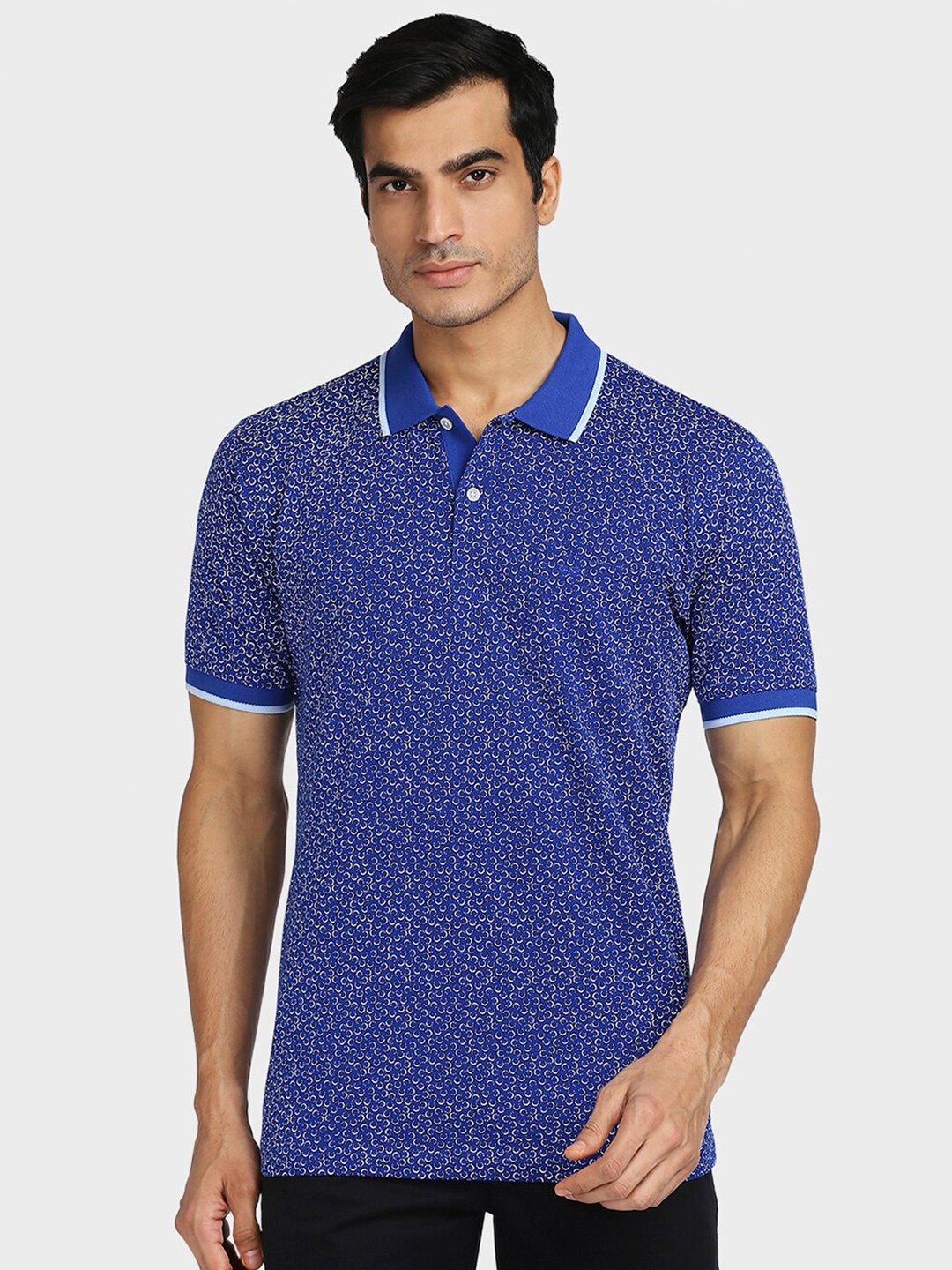 

ColorPlus Men Blue Polo Collar T-shirt