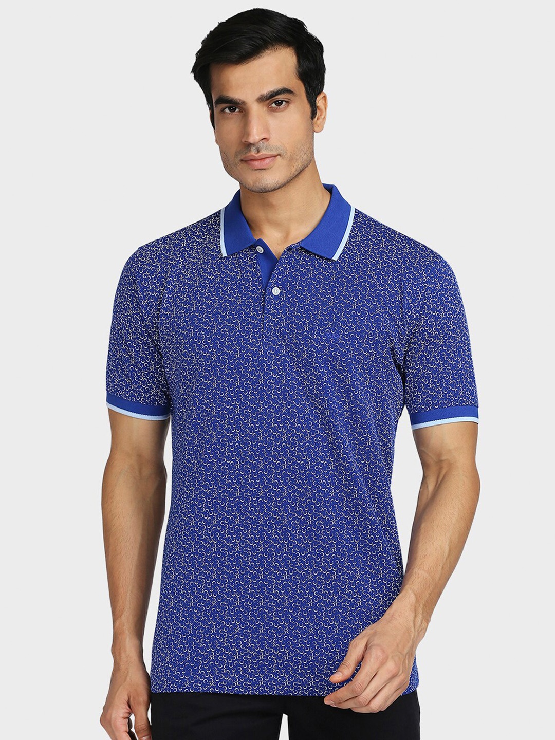 

ColorPlus Men Blue Printed Polo Collar T-shirt