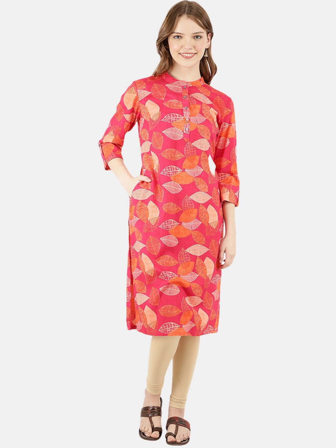 

Desi Mix Women Fuchsia Floral Printed Kurta