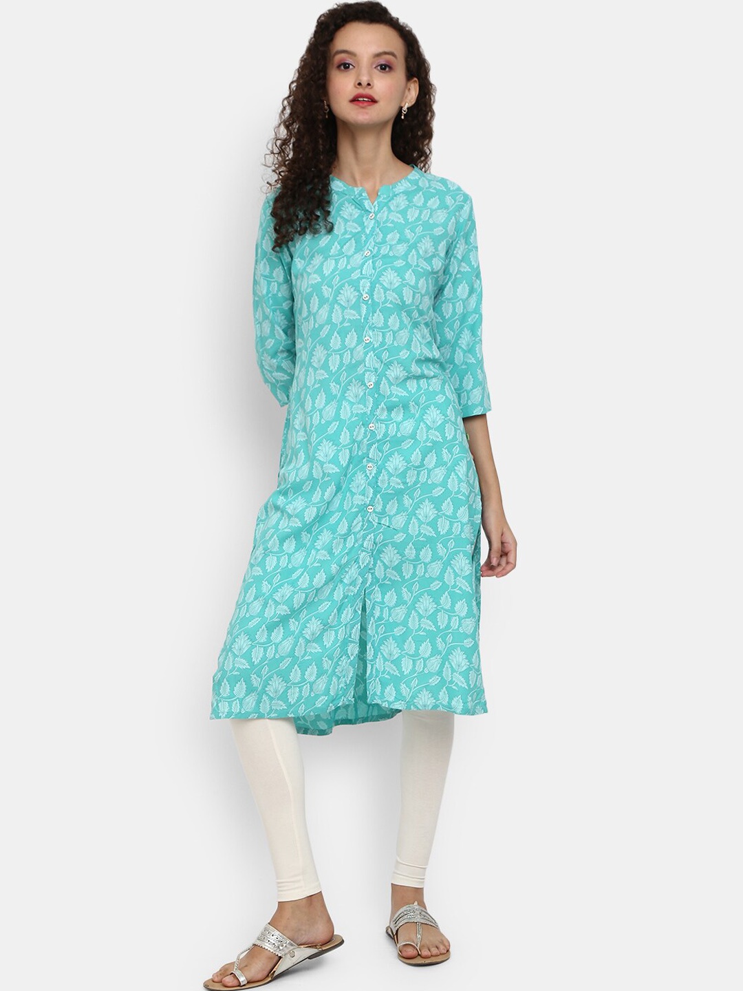 

Desi Mix Women Blue Floral Printed Kurta