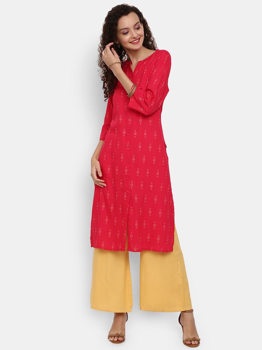 

Desi Mix Women Red Ethnic Motifs Printed Kurta