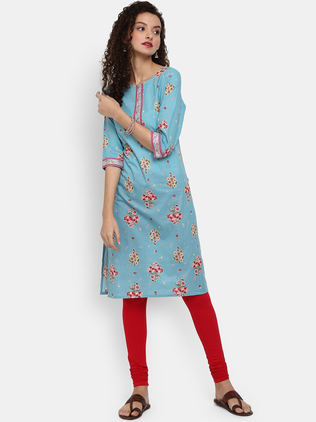 

Desi Mix Women Blue Floral Printed Kurta