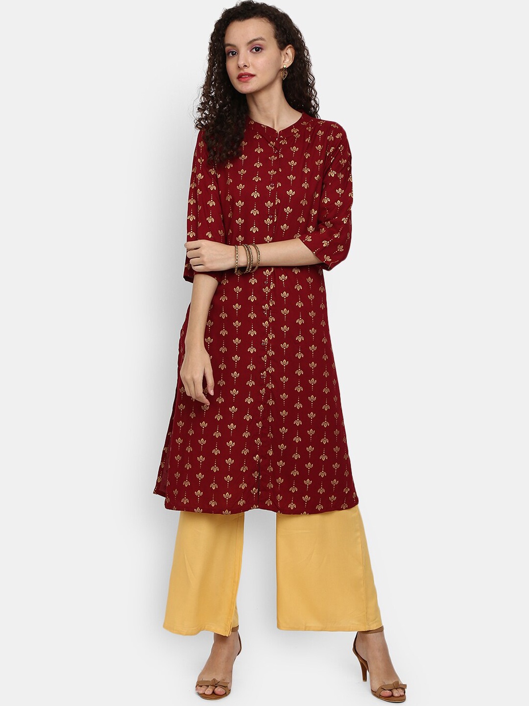 

Desi Mix Women Maroon Ethnic Motifs Printed Kurta