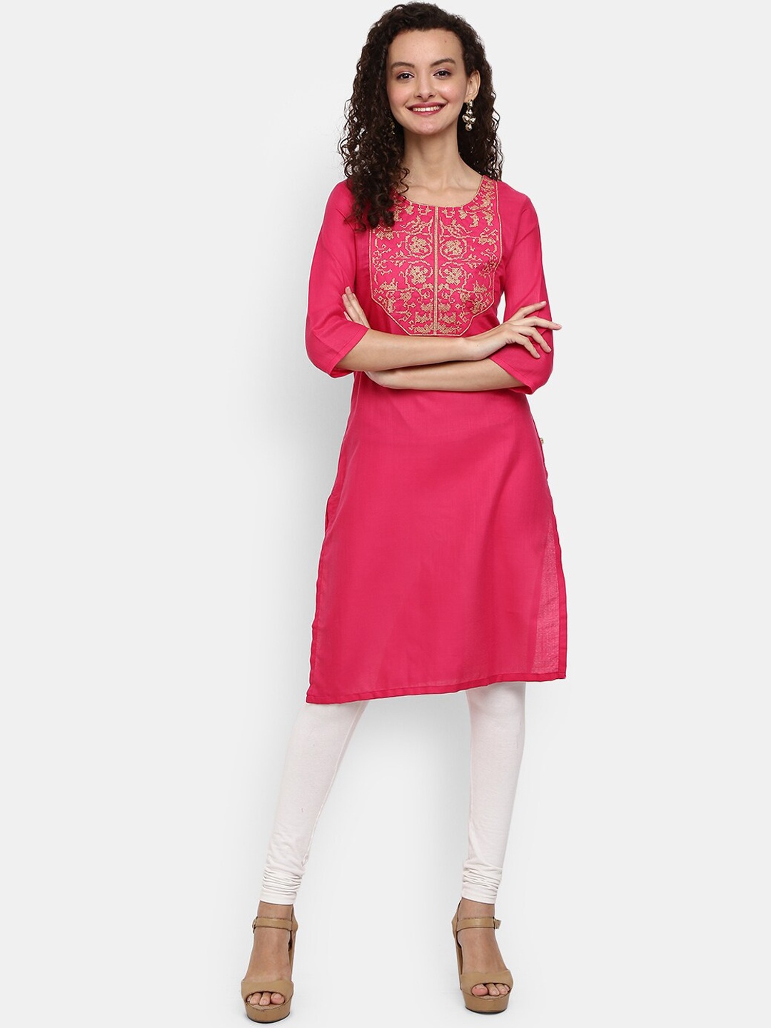 

Desi Mix Women Fuchsia Yoke Design Kurta