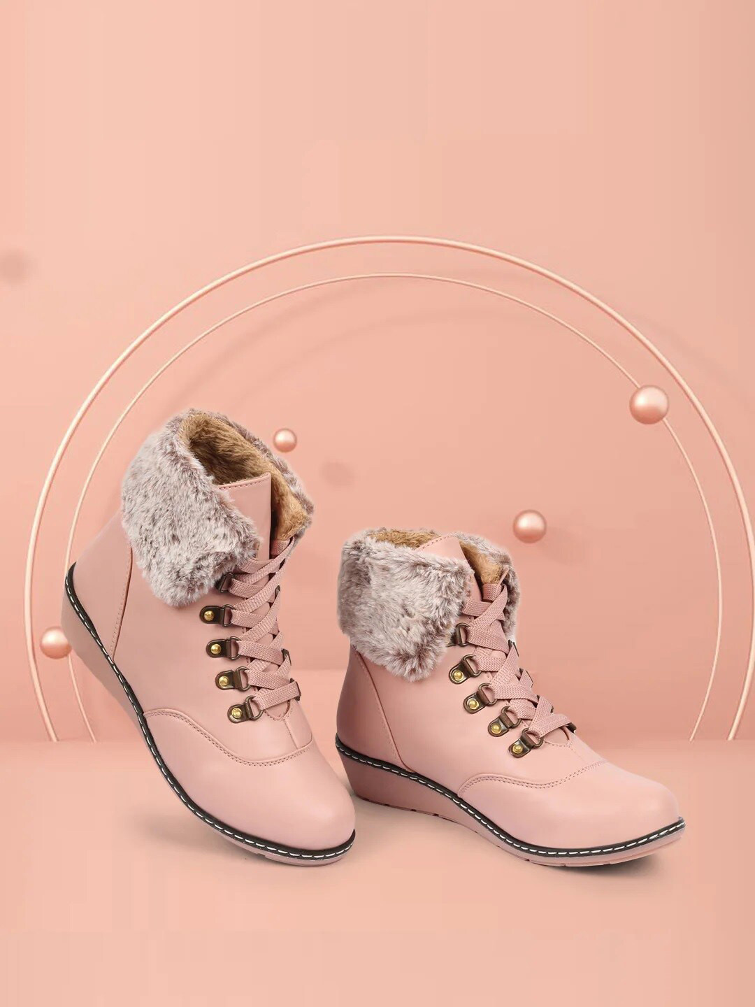 

Alishtezia Women Pink Solid Mid-Top Flat Boots