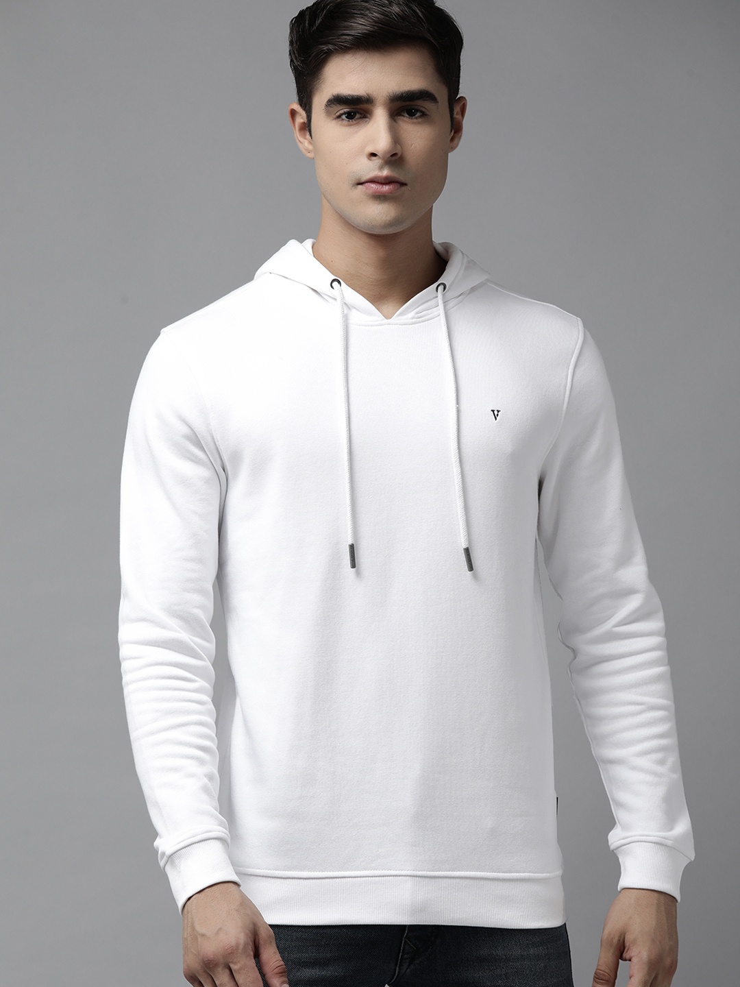 

Van Heusen Men White Hooded Solid Sweatshirt
