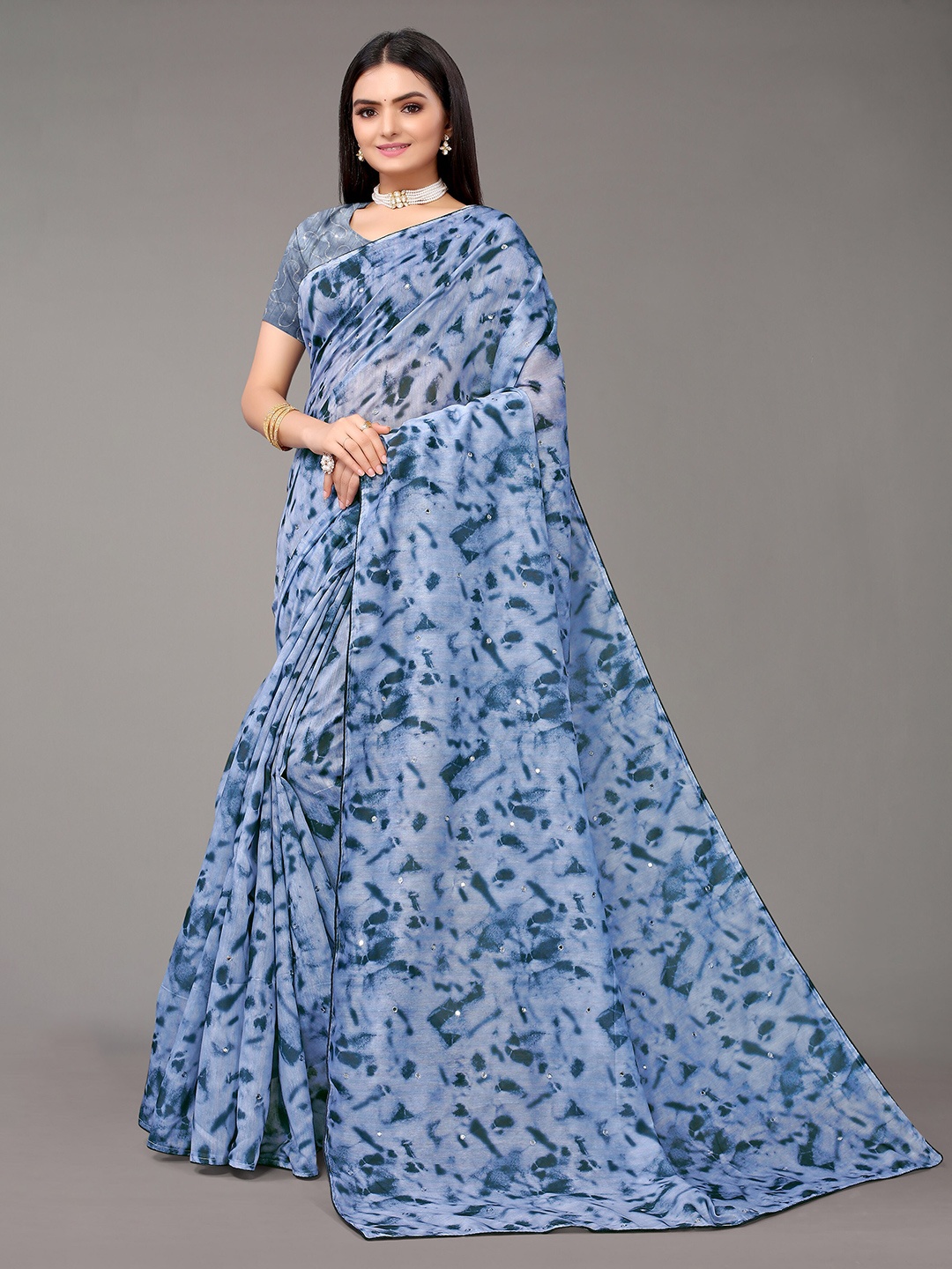 

Nimayaa Navy Blue Tie and Dye Pure Cotton Saree