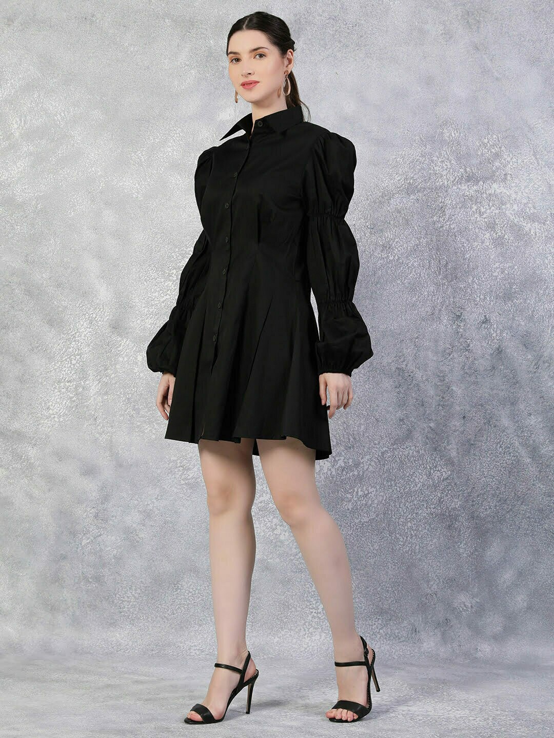 

TheBlackLover Black Solid Shirt Dress
