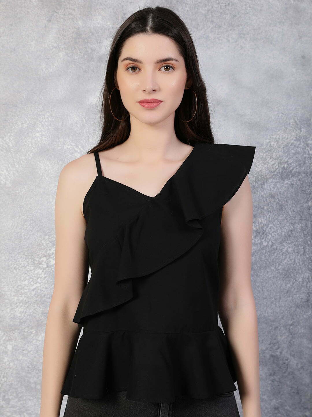 

TheBlackLover Black Ruffles Pure Cotton Top