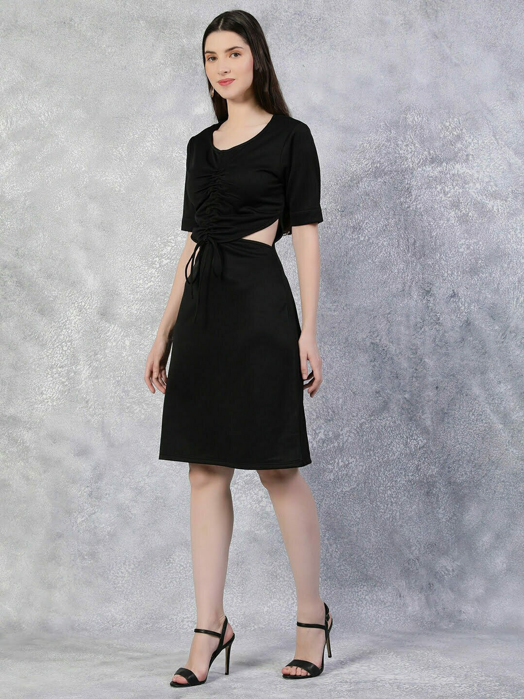 

TheBlackLover Black Cut-Out Tie-Up Sheath Dress