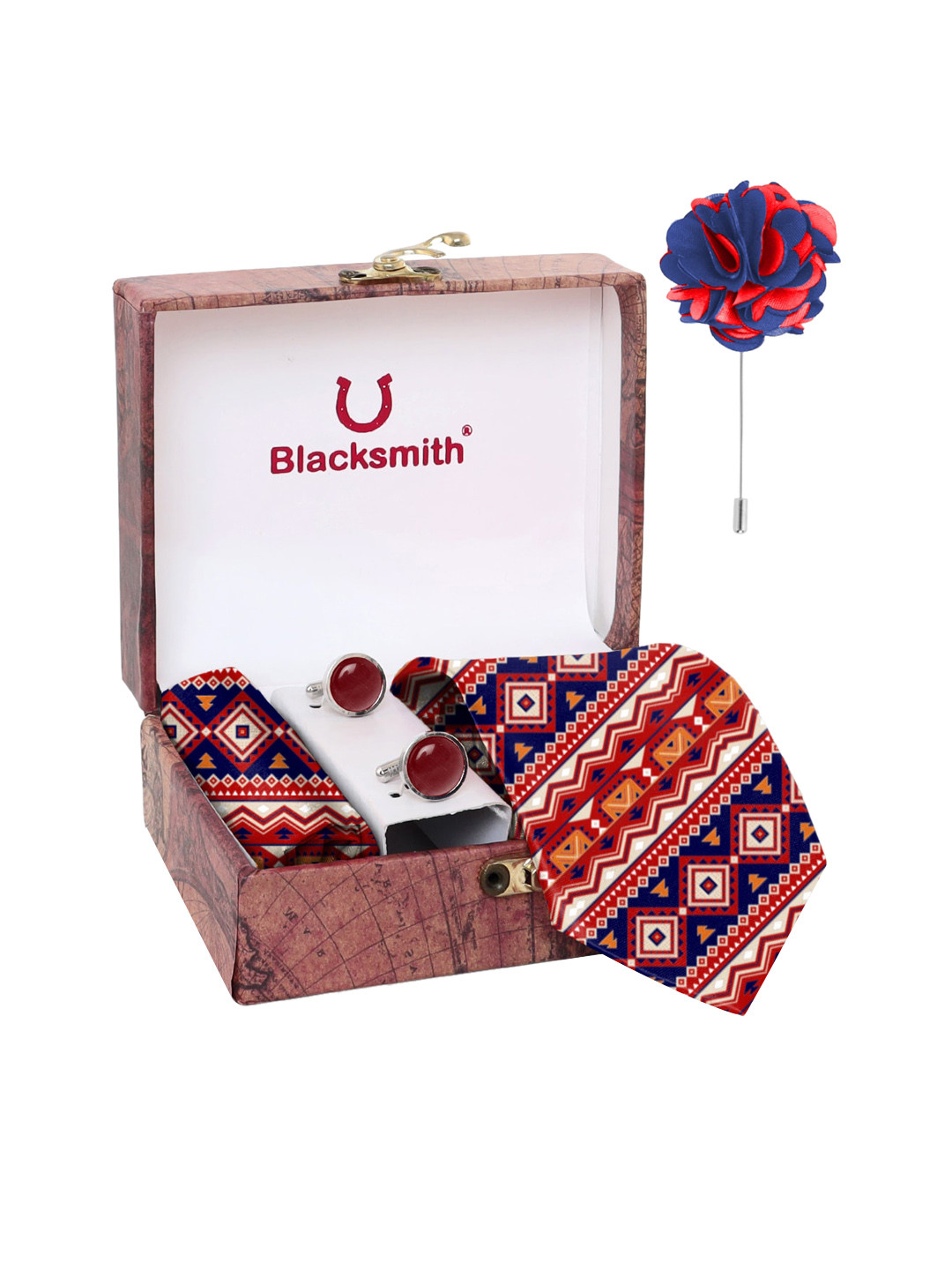 

Blacksmith Men Multicolor Abstract Printed Accessory Gift Set, Multi