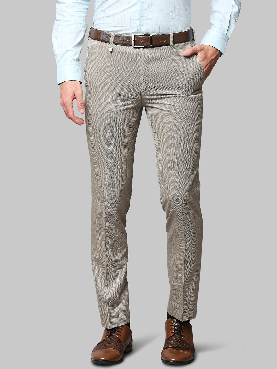 

Park Avenue Men Grey Slim Fit Formal Trousers
