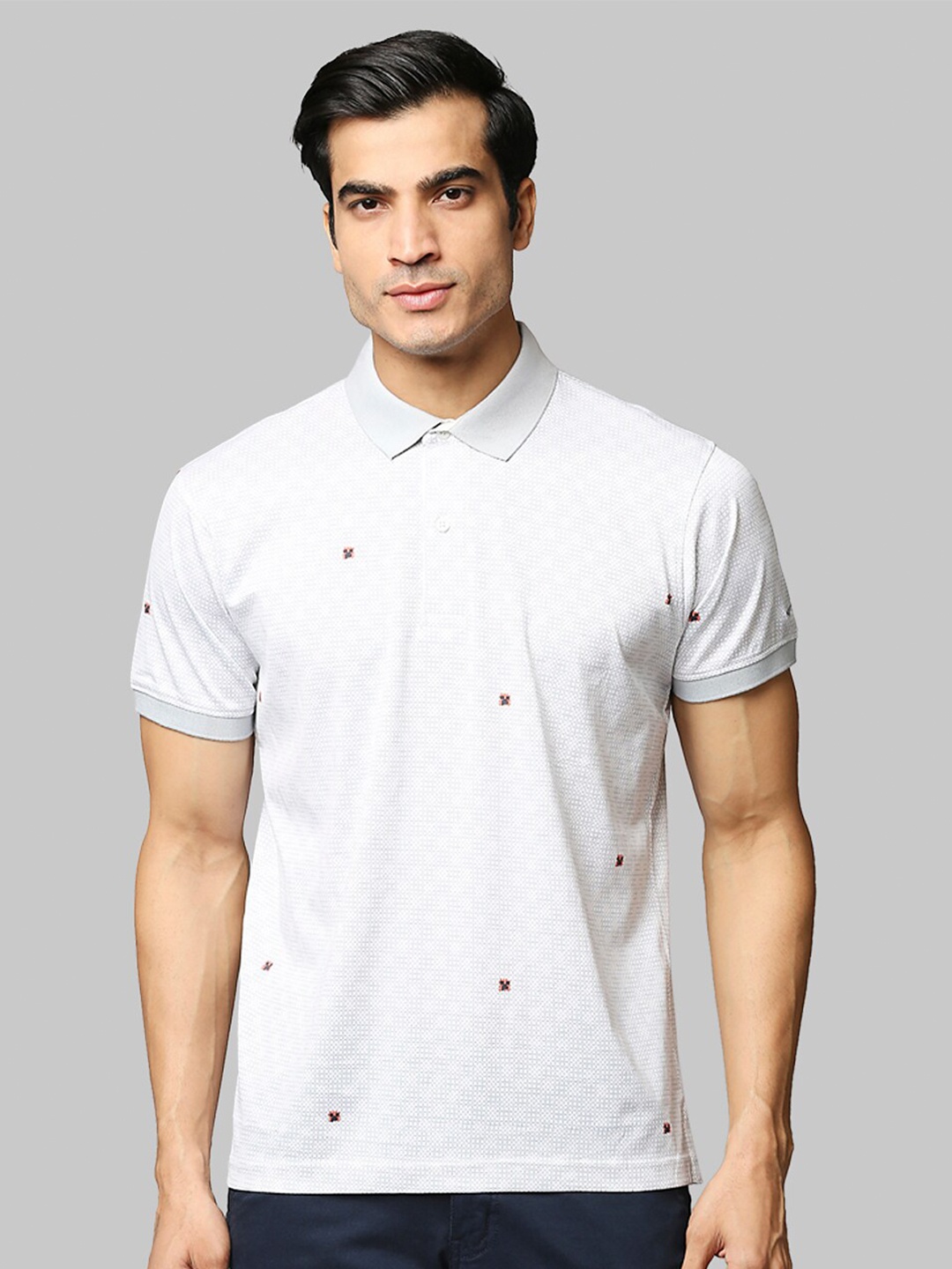 

Park Avenue Men Grey Polo Collar Slim Fit T-shirt