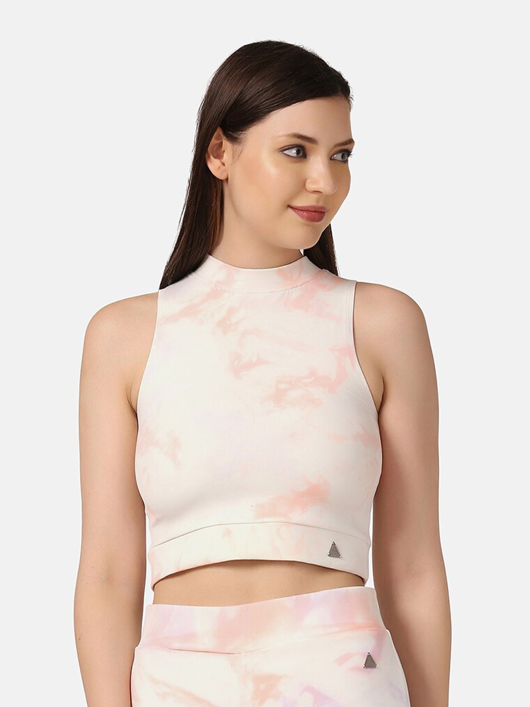 

Aesthetic Bodies Pink & Cream-Coloured Tie and Dye Crop Top