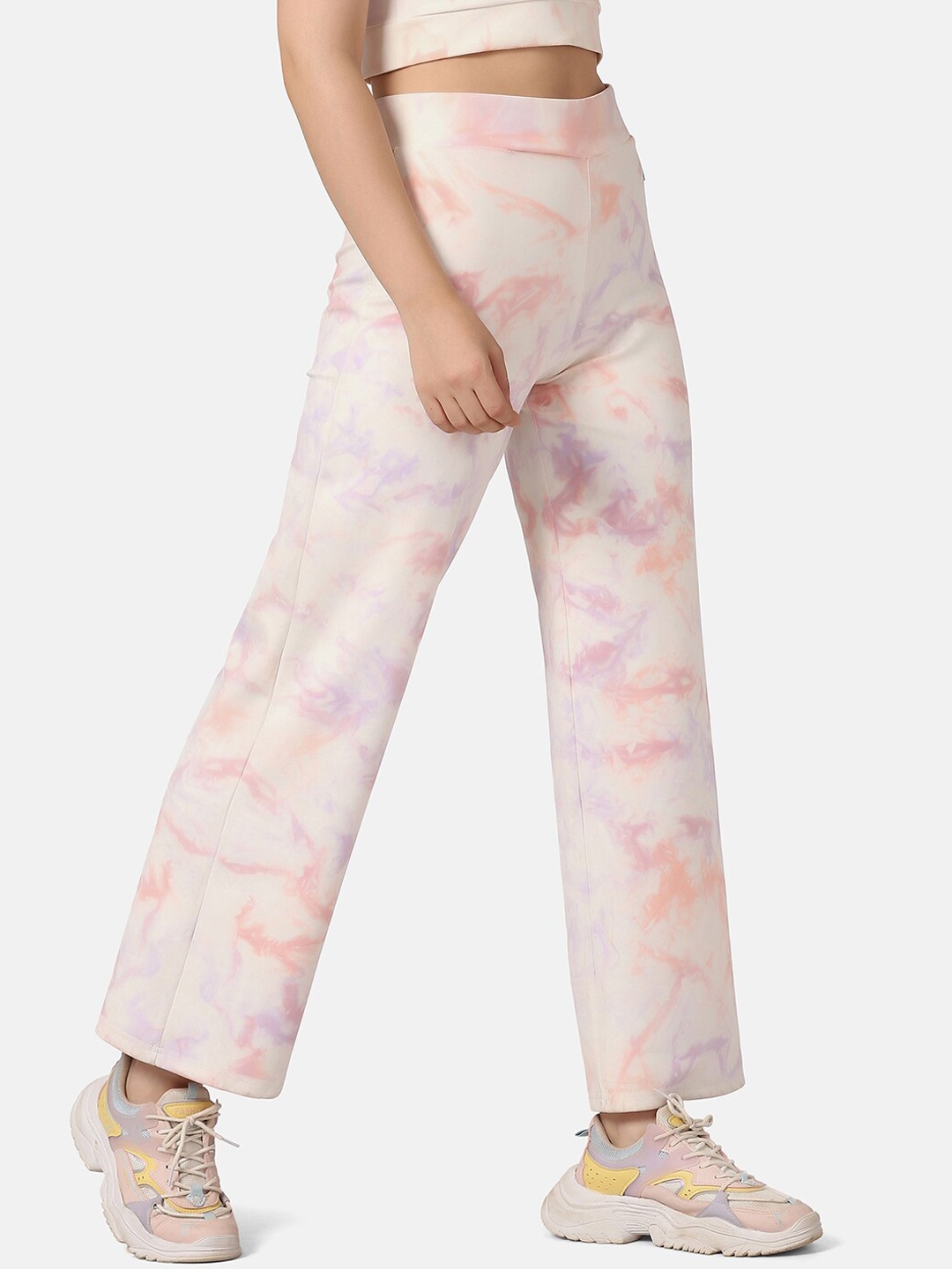 

Aesthetic Bodies Women Pink & Cream Printed Track Pant