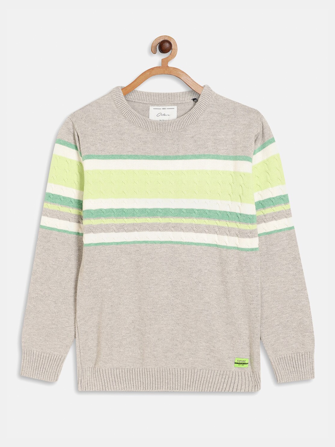 

Octave Boys Grey & Green Striped Pullover