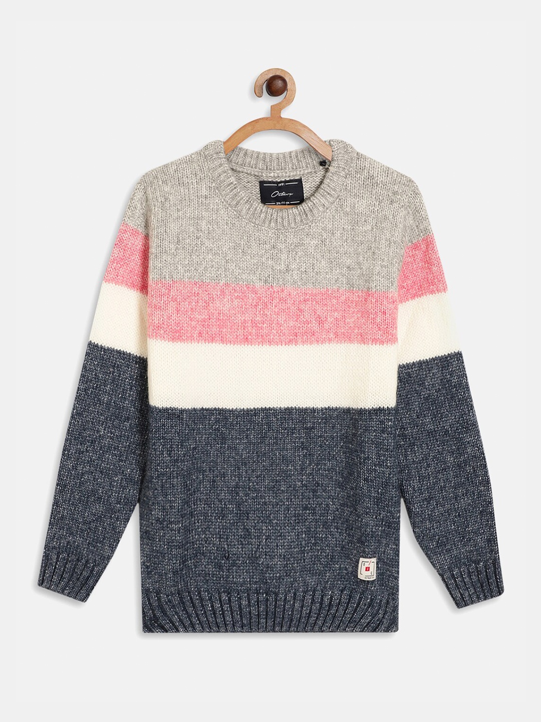 

Octave Boys Grey & White Colourblocked Pullover Sweaters