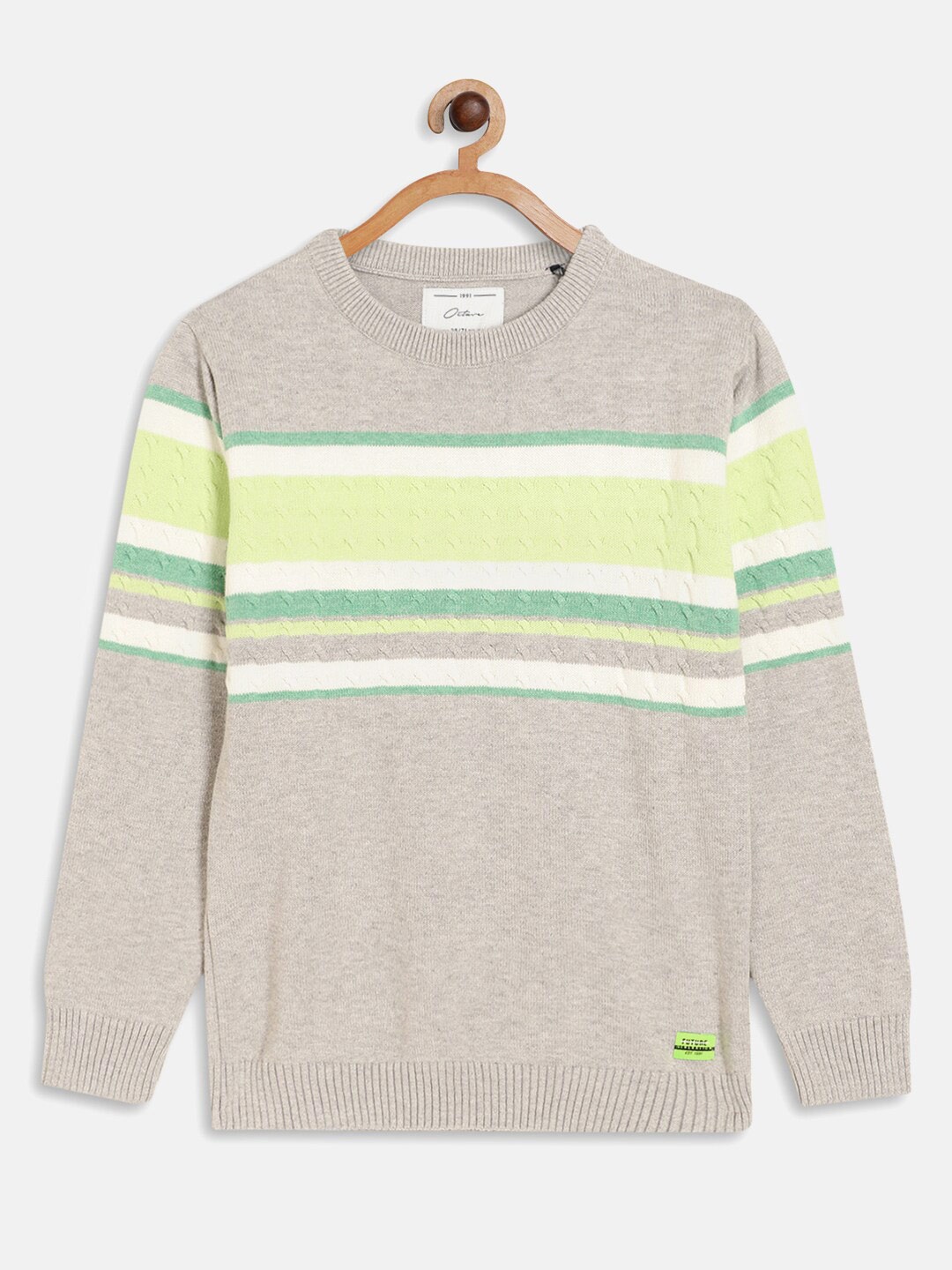 

Octave Boys Grey & Green Striped Pullover