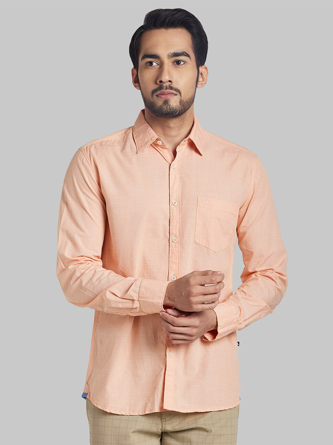 

Parx Men Orange Slim Fit Textured Casual Shirt
