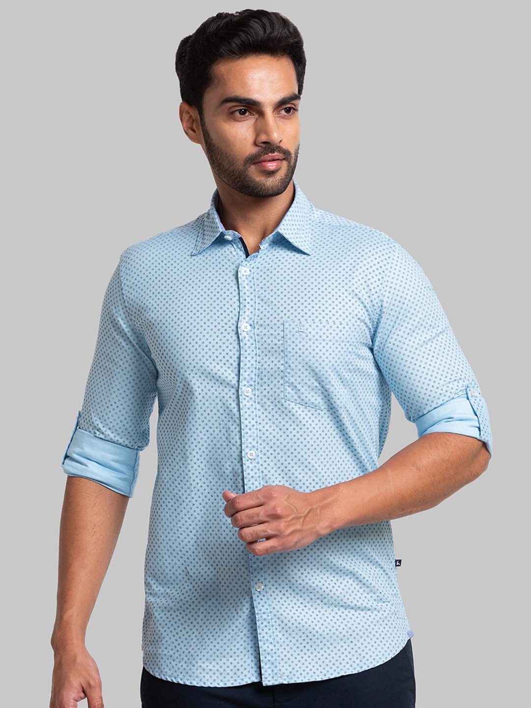 

Parx Men Blue Slim Fit Printed Casual Shirt