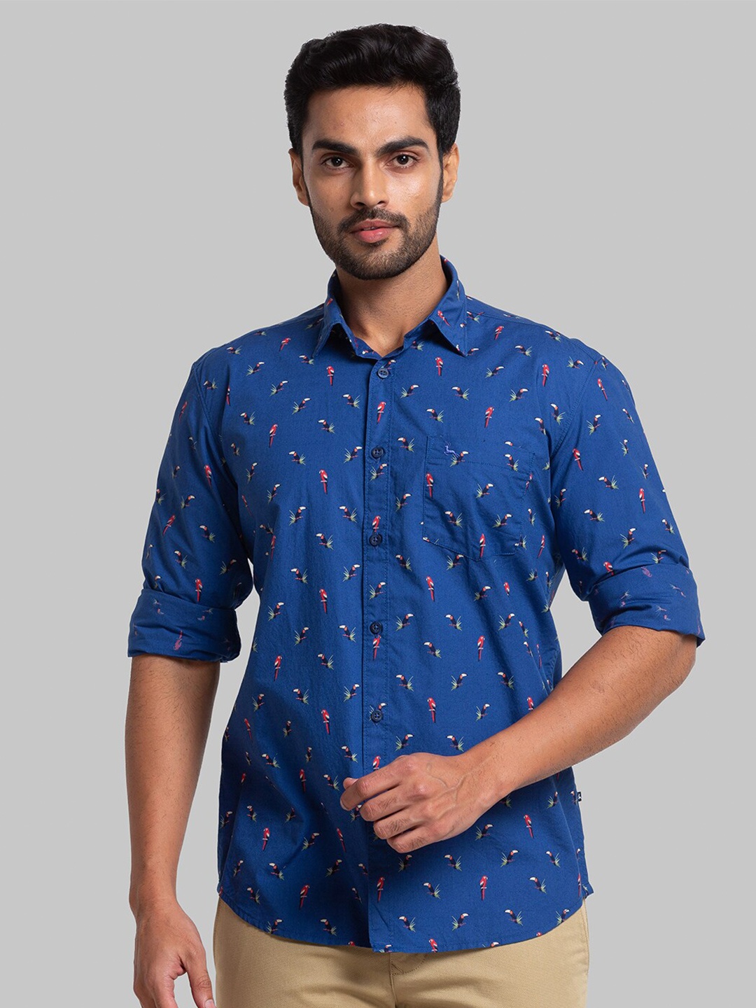 

Parx Men Blue Slim Fit Printed Casual Shirt