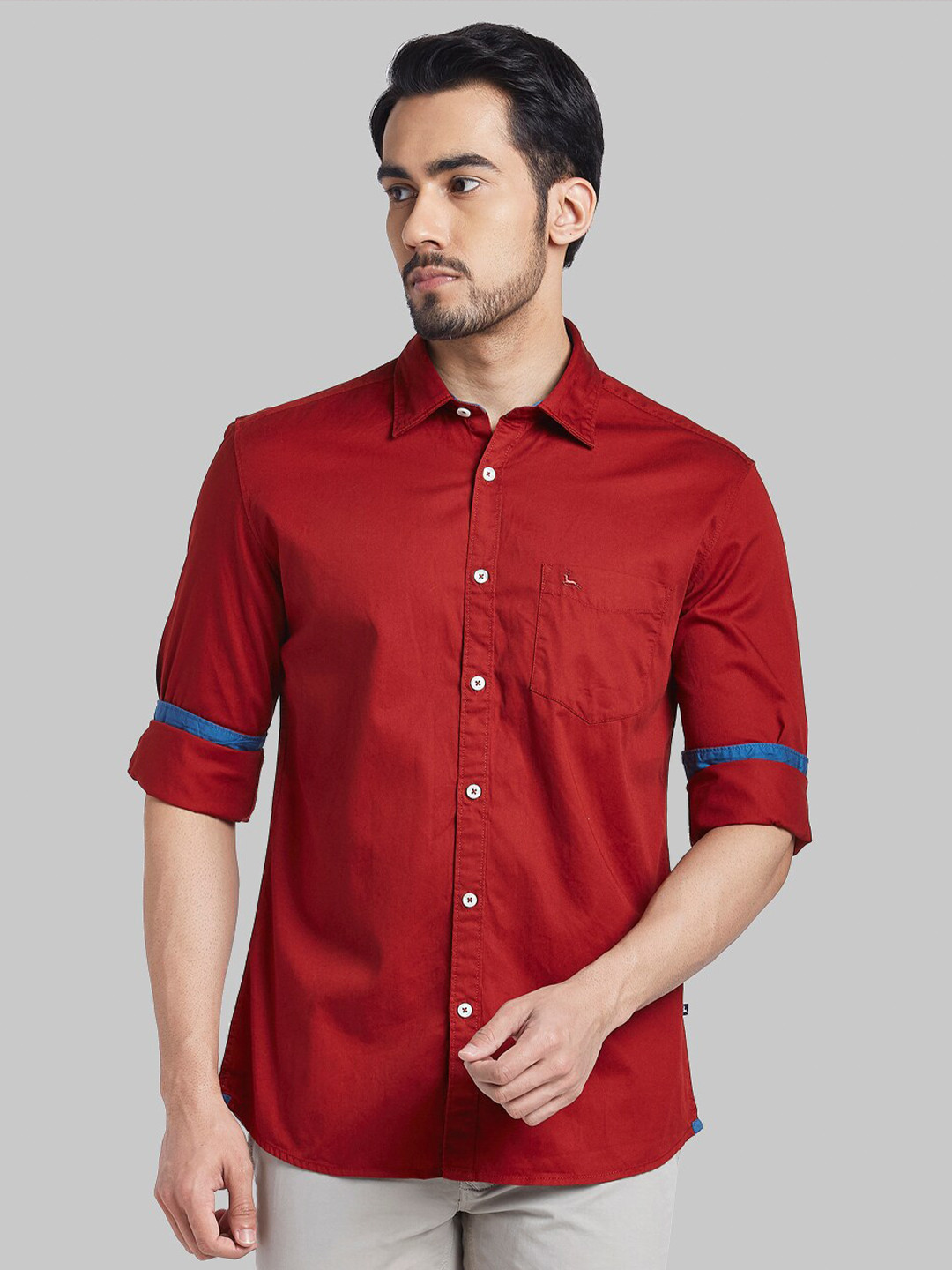 

Parx Men Red Solid Cotton Casual Shirt