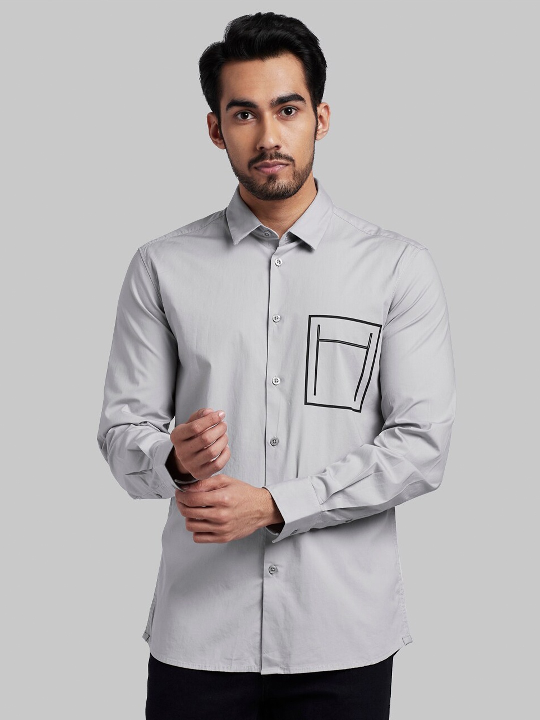 

Parx Men Grey Slim Fit Casual Shirt