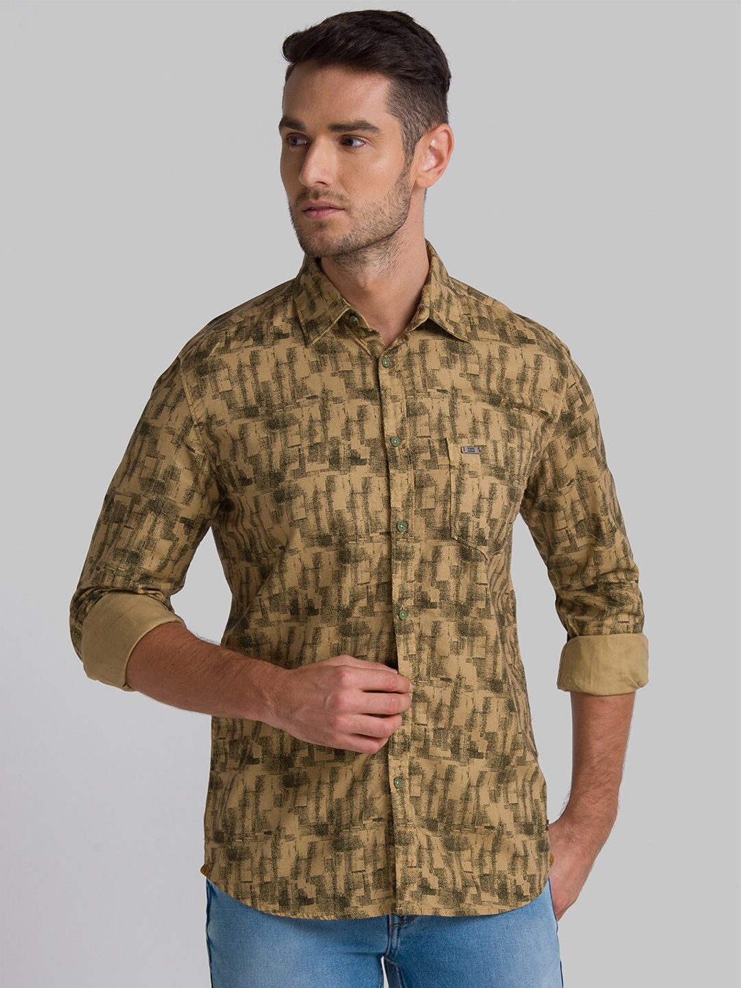 

Parx Men Grey Slim Fit Printed Casual Shirt
