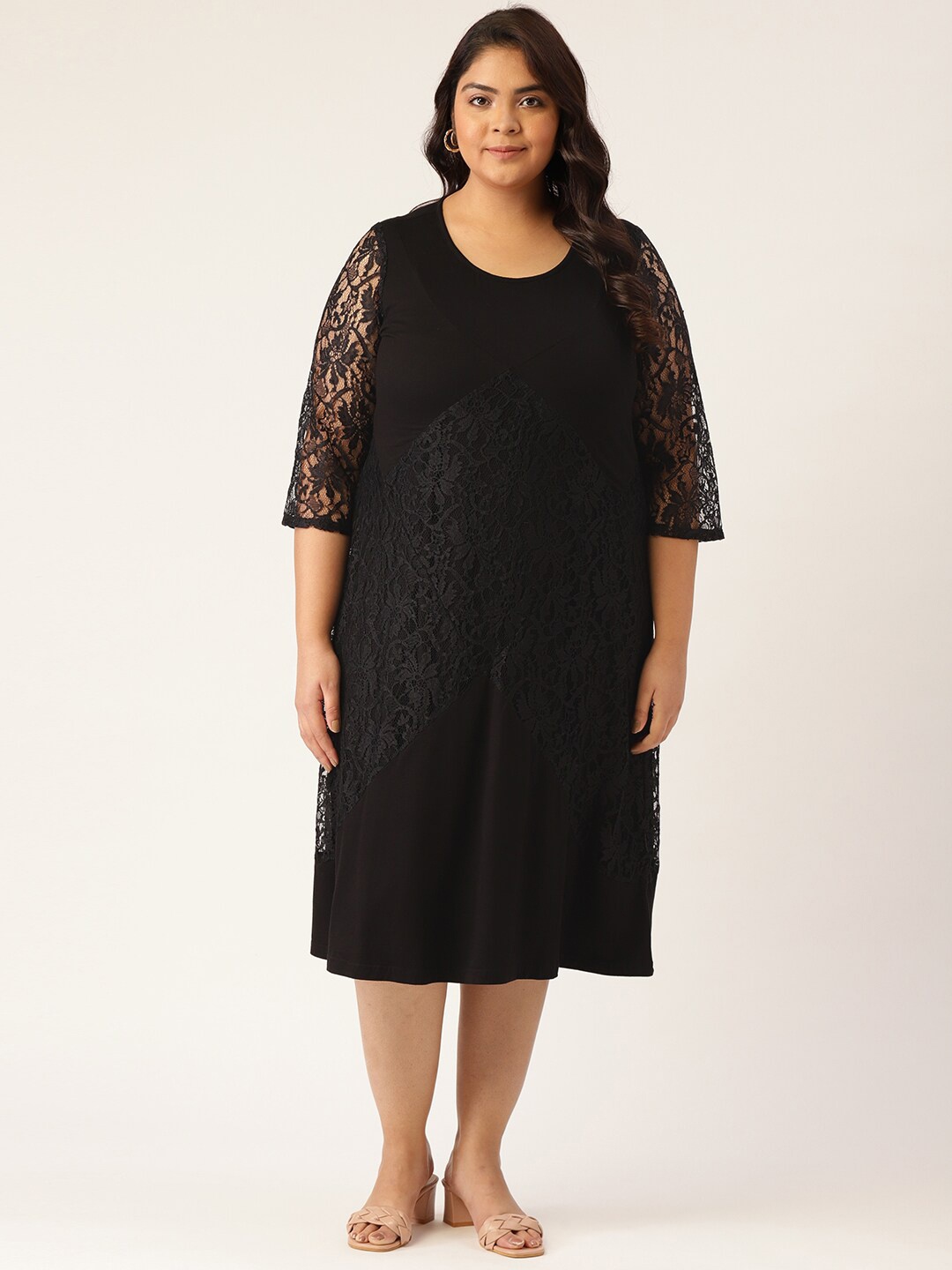 

theRebelinme Black A-Line Midi Dress