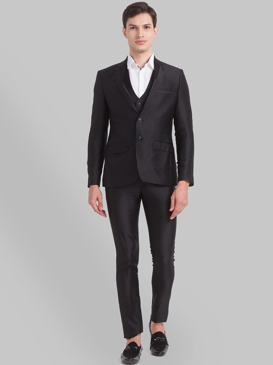 

Parx Men Black Solid Single-Breasted Formal Suit