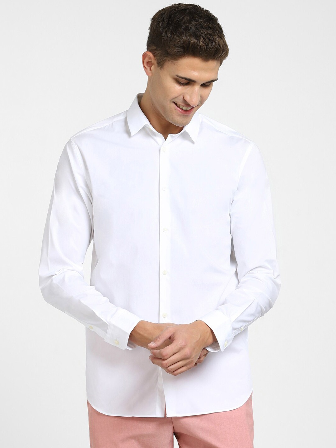 

SELECTED Men White Slim Fit Cotton Formal Shirt