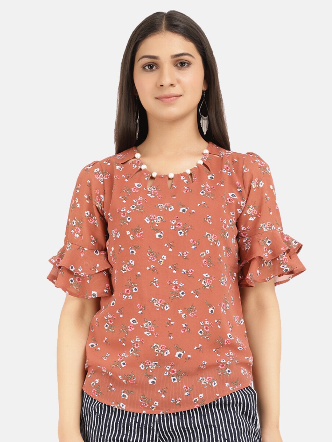 

V-Mart Women Brown Floral Print Top