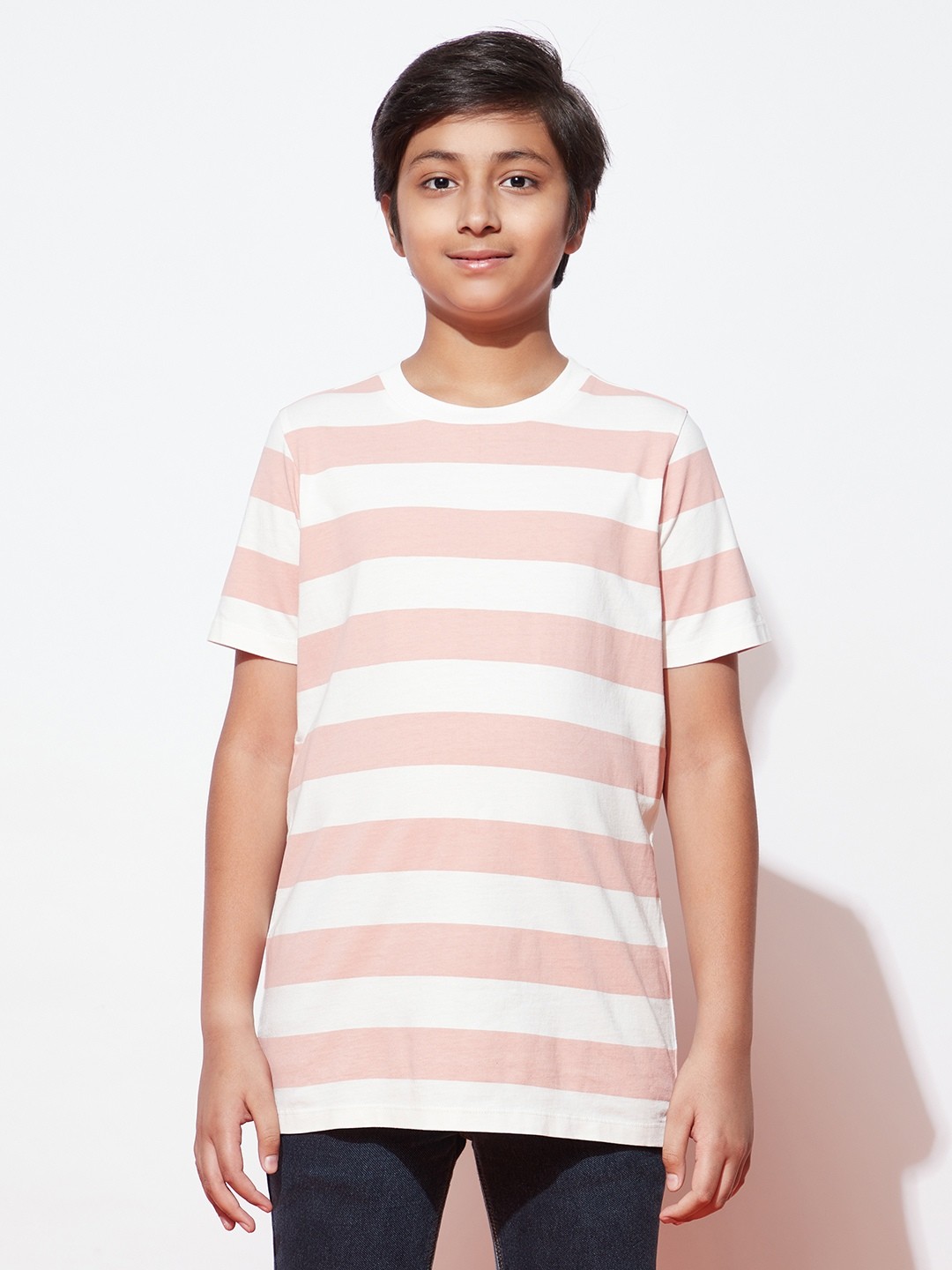 

SPUNKIES Boys Pink & Off White Striped Organic Cotton T-shirt