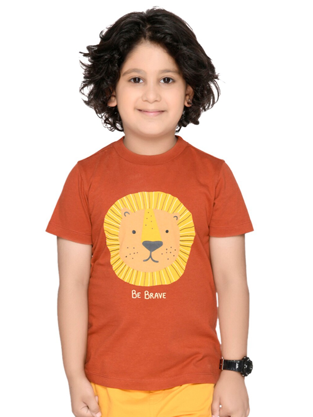 

SPUNKIES Boys Orange Simba Printed Organic Cotton T-shirt