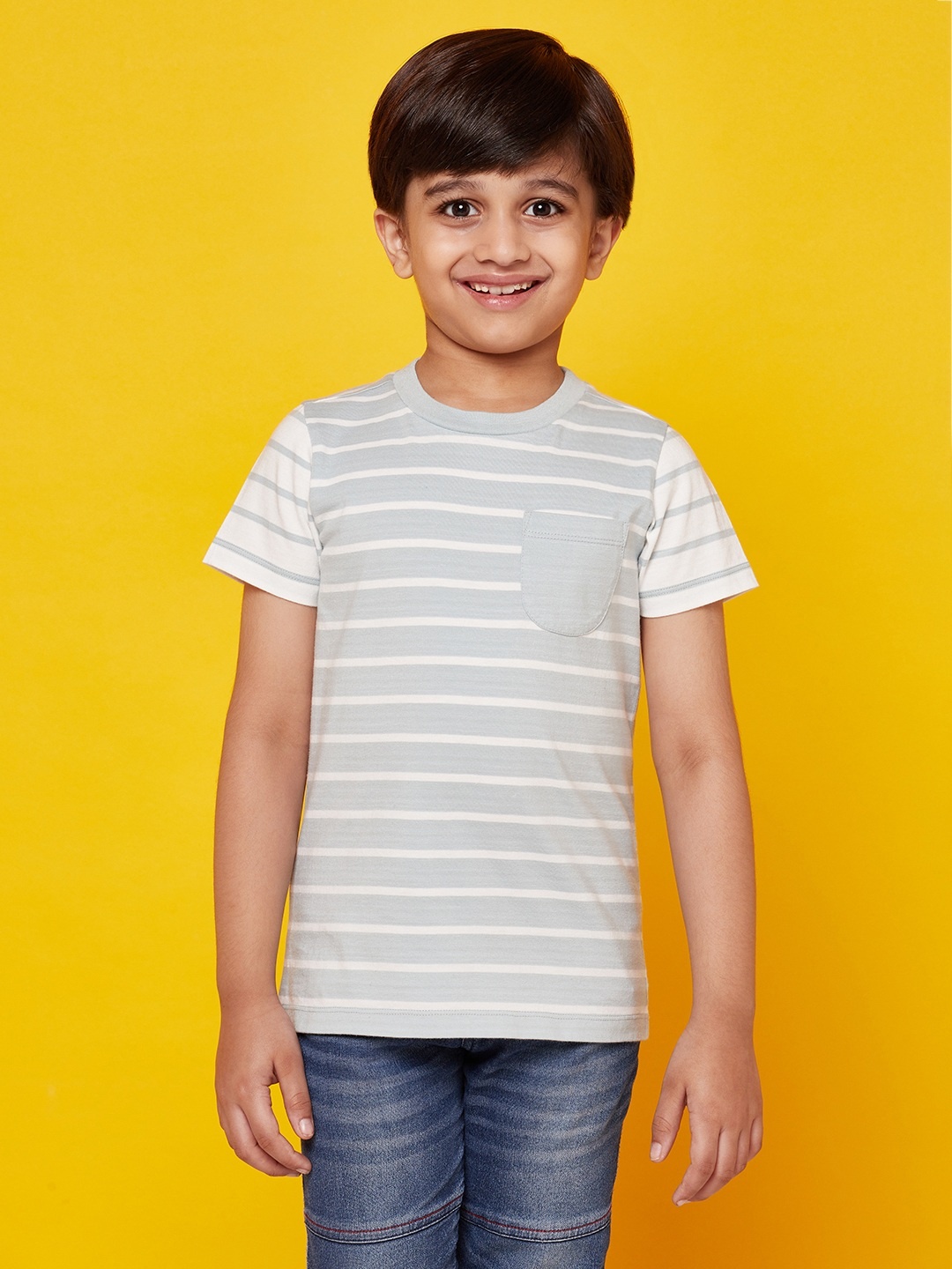 

SPUNKIES Boys Blue Striped Organic Cotton T-shirt