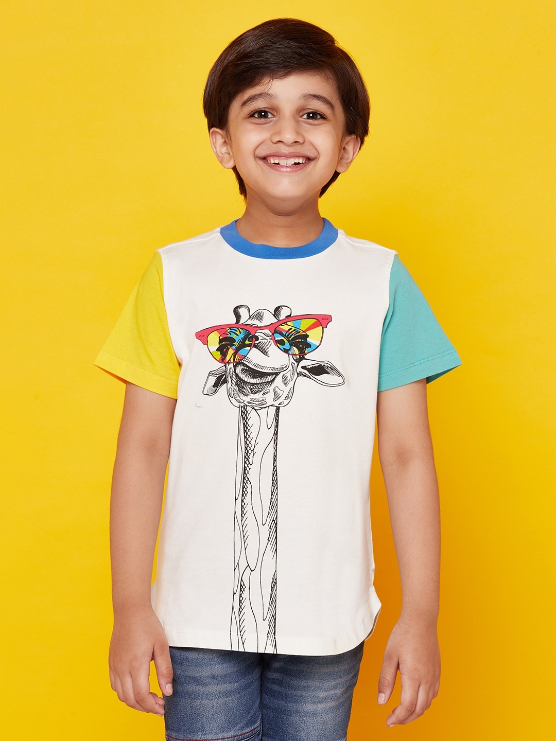

SPUNKIES Boys White Printed Organic Cotton T-shirt