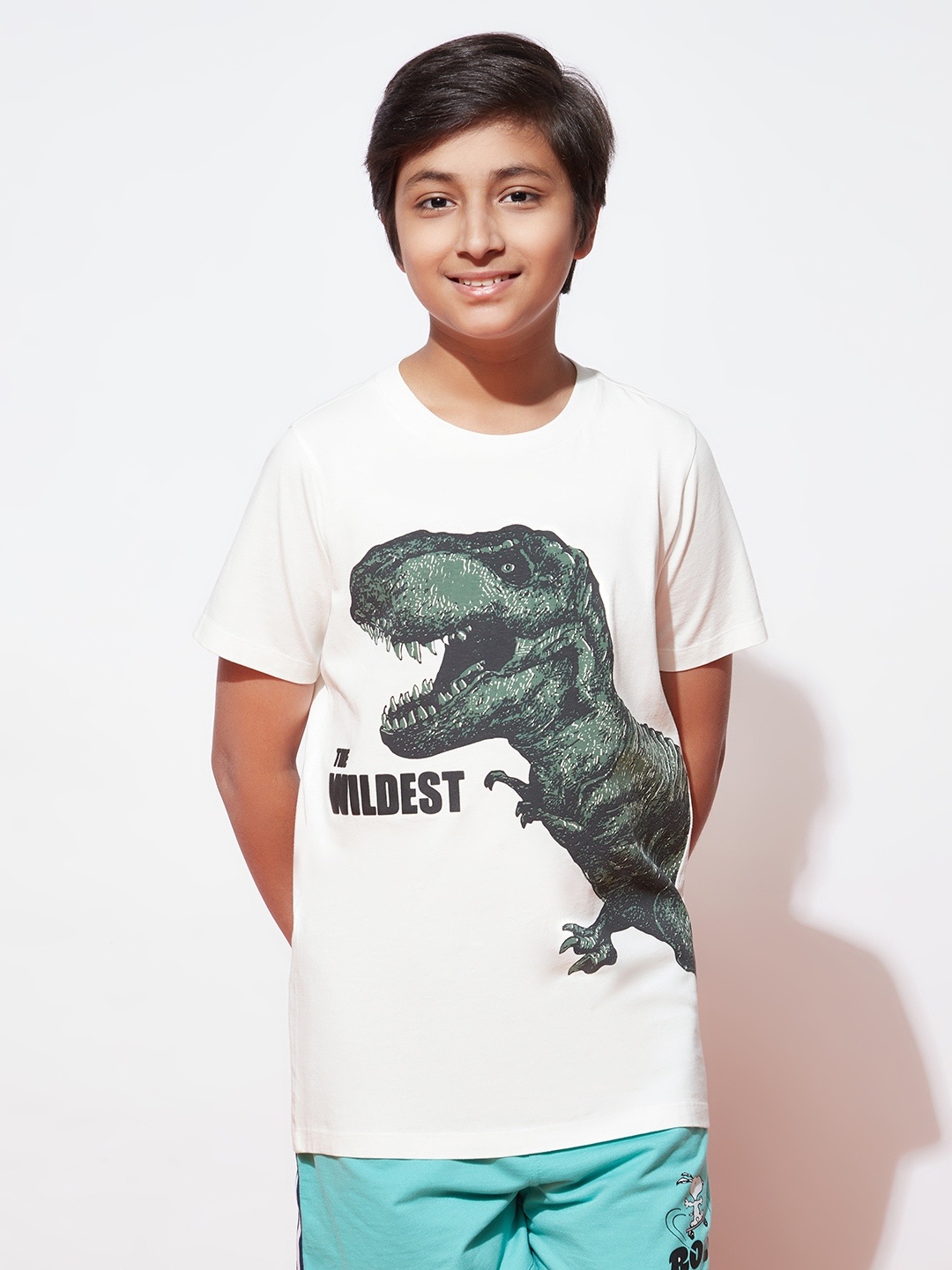 

SPUNKIES Boys White Printed Organic Cotton T-shirt