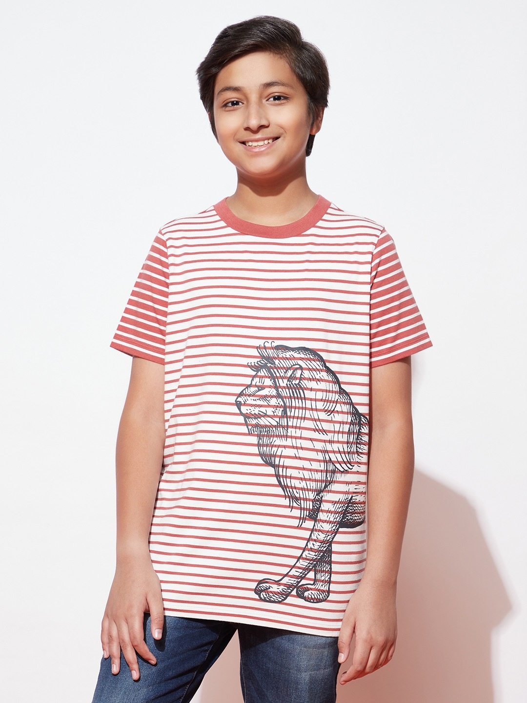 

SPUNKIES Boys Red Striped Organic Cotton T-shirt