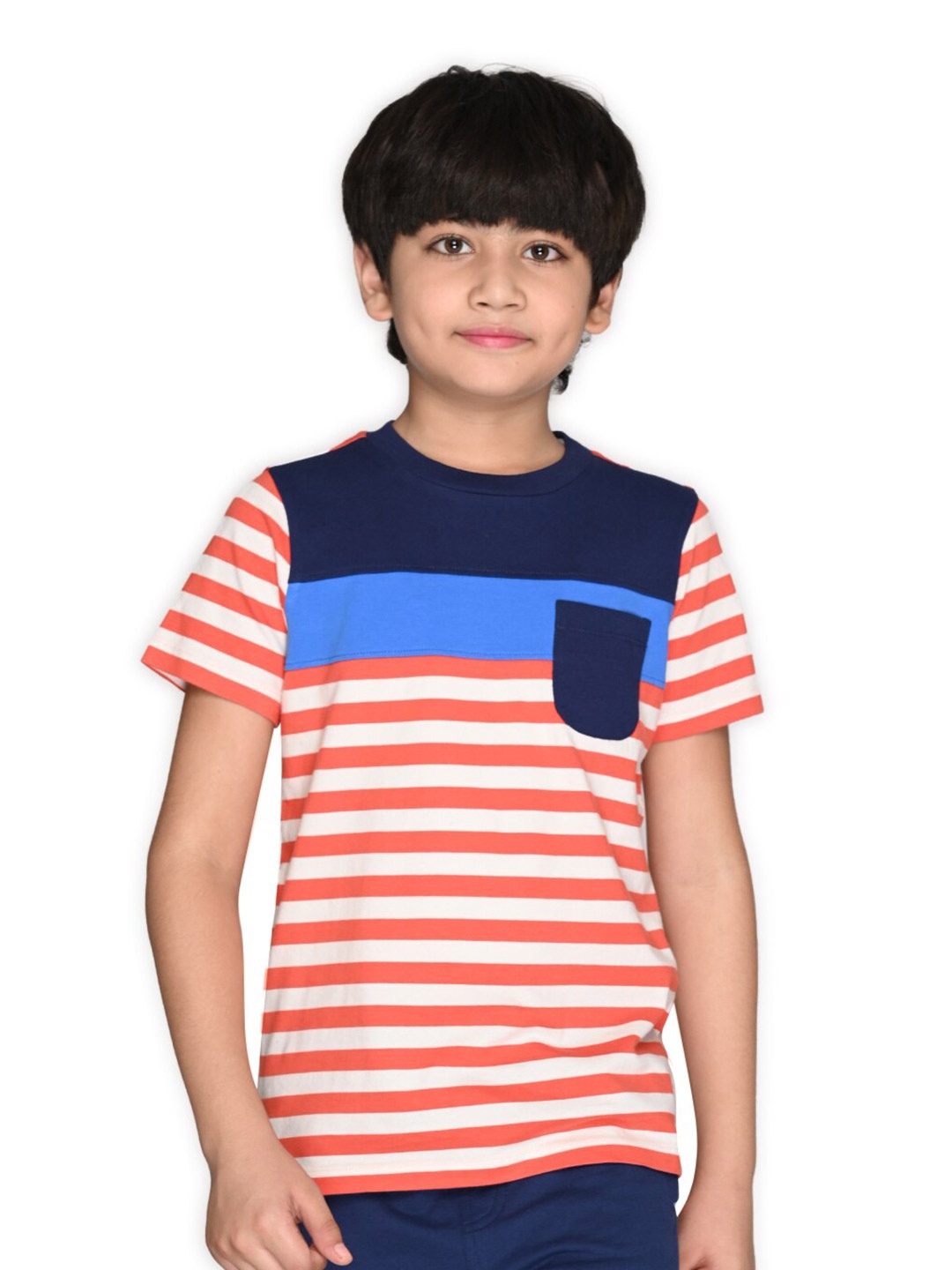 

SPUNKIES Boys Red Striped Organic Cotton T-shirt