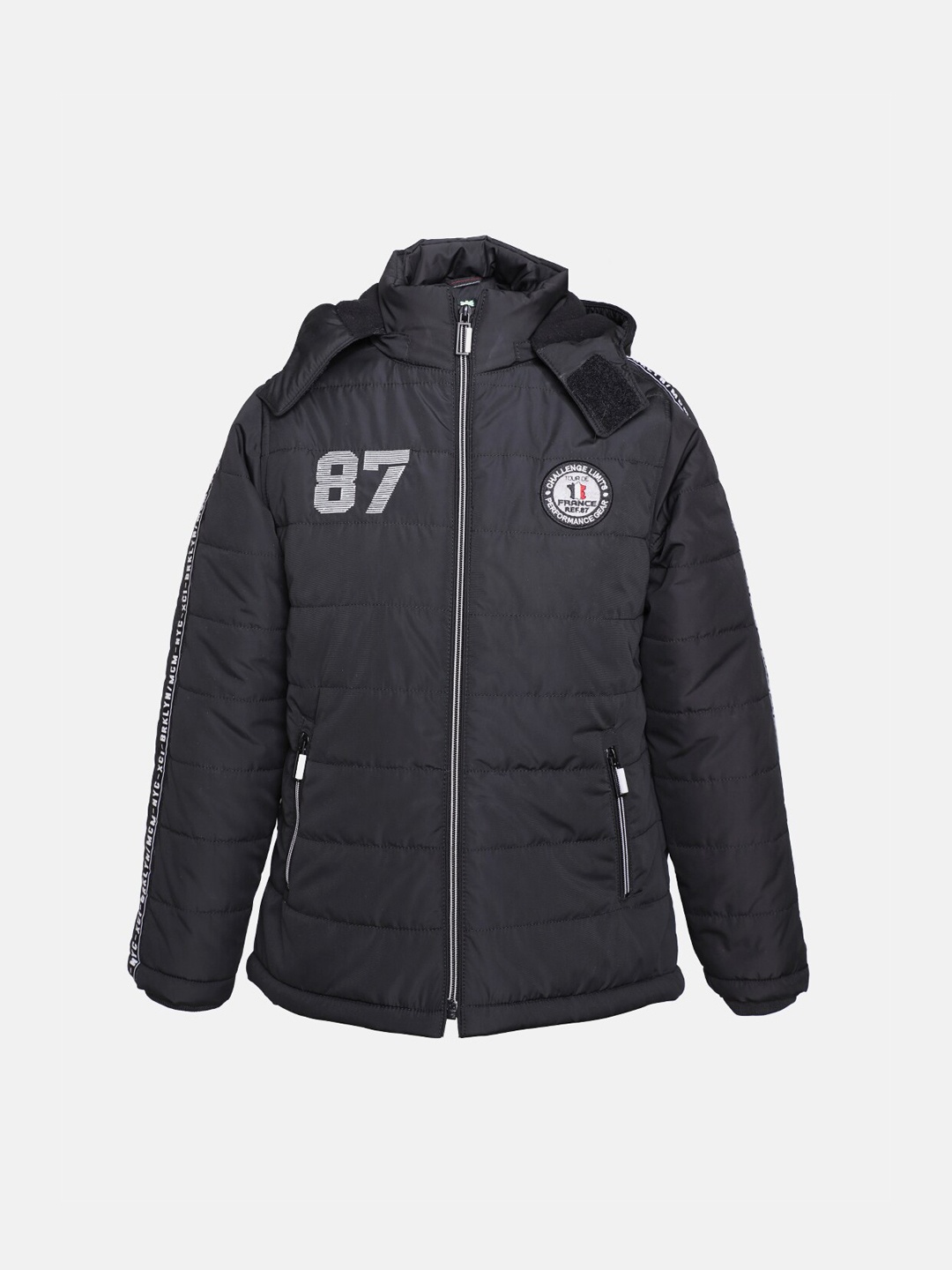 

LURE JUNIOR Boys Black Washed Lightweight Longline Outdoor Denim Jacket with Embroidered