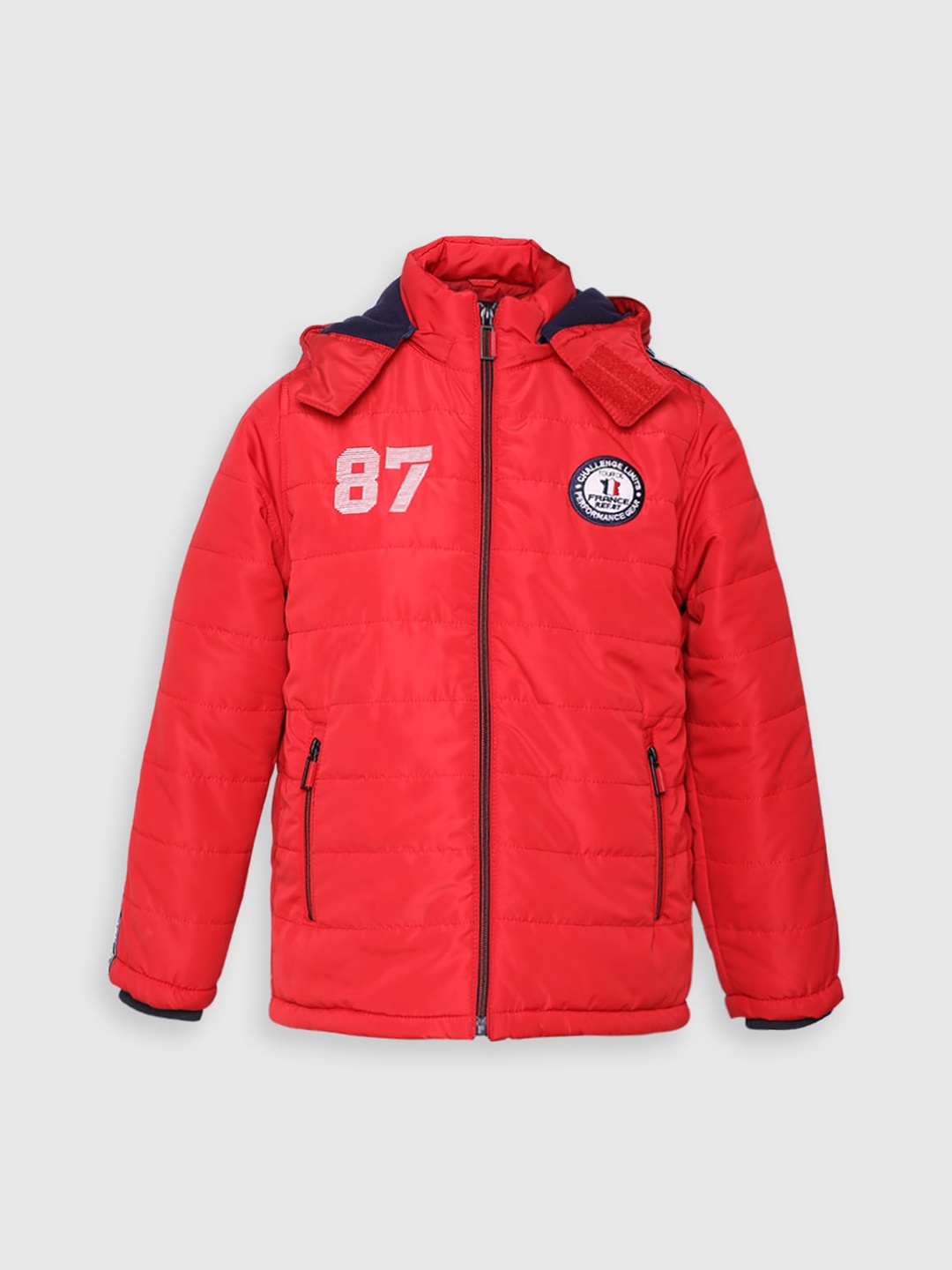 

LURE JUNIOR Boys Red Lightweight Outdoor Padded Jacket with Patchwork