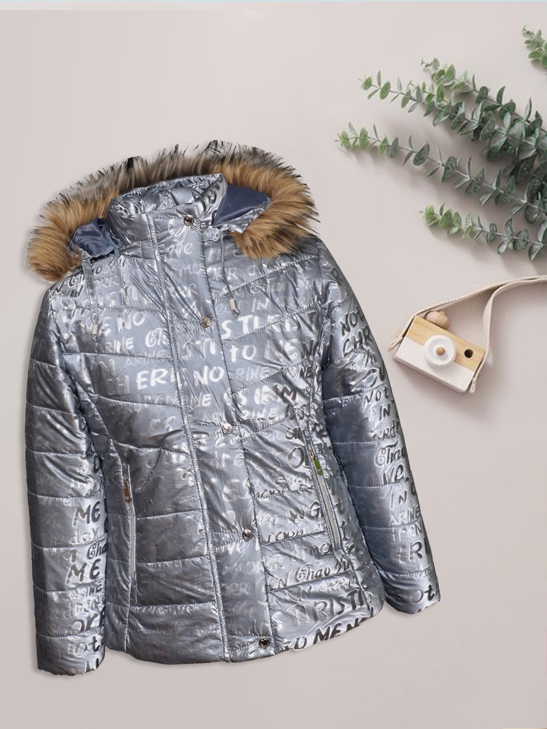 

LURE JUNIOR Girls Blue Typography Lightweight Outdoor Parka Jacket