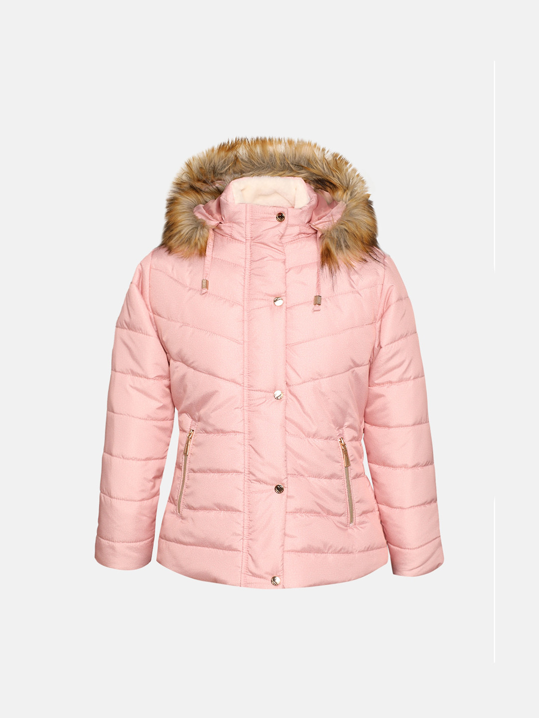 

LURE JUNIOR Girls Pink Washed Striped Winter Jacket