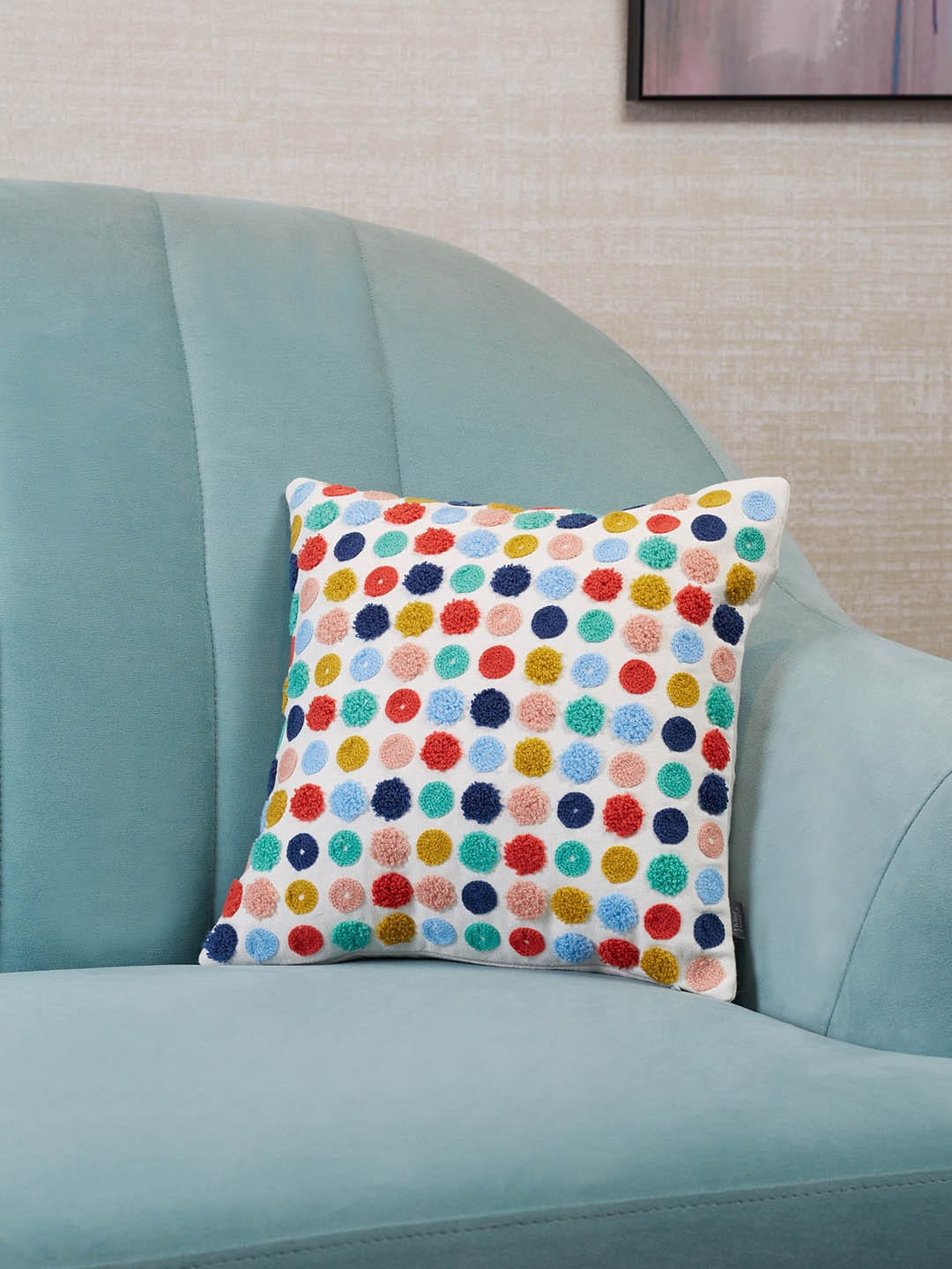 

HomeTown White & Red Geometric Square Cushion Covers