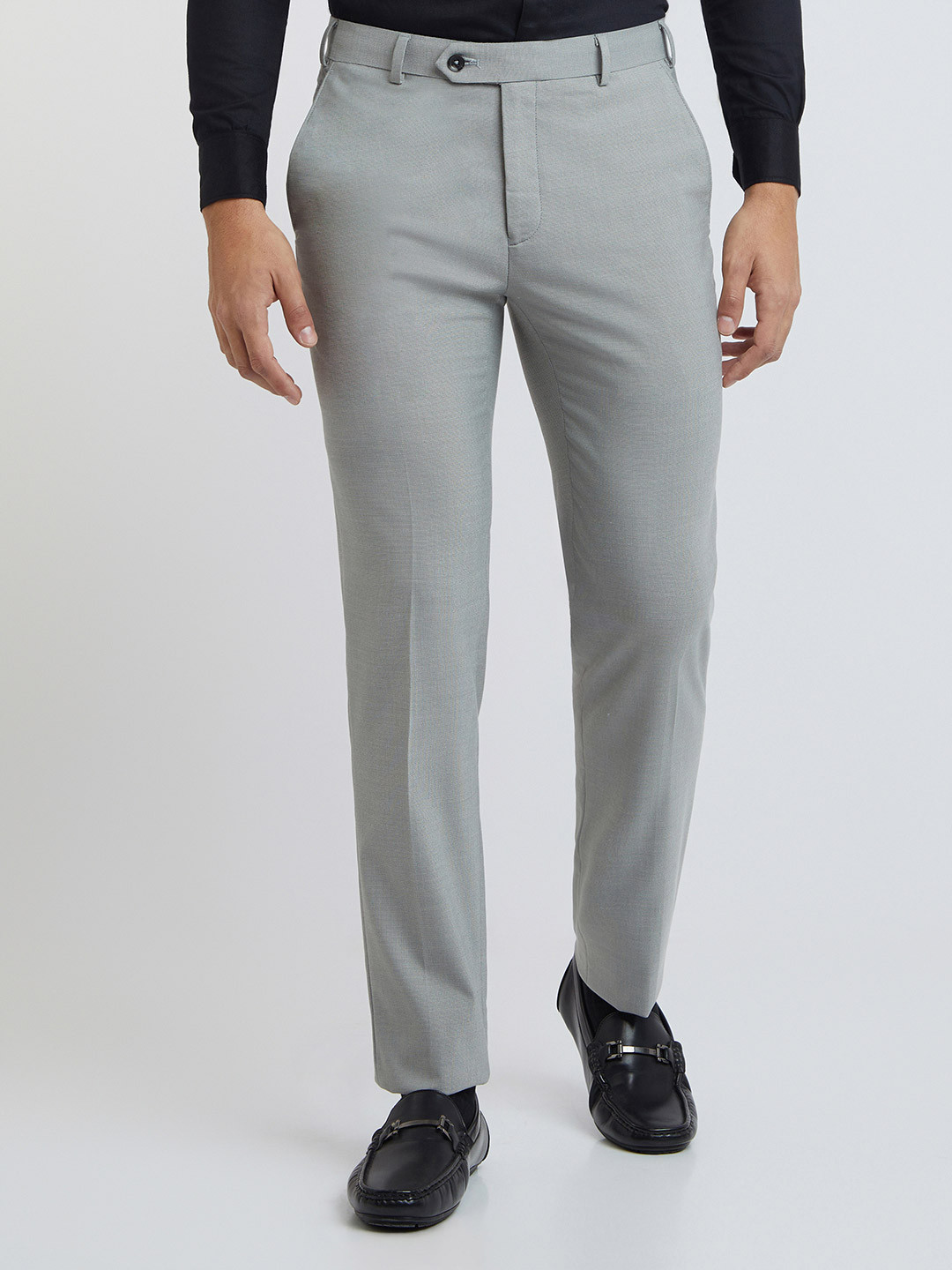 

Raymond Men Grey Self Design Textured Slim Fit Formal Trousers