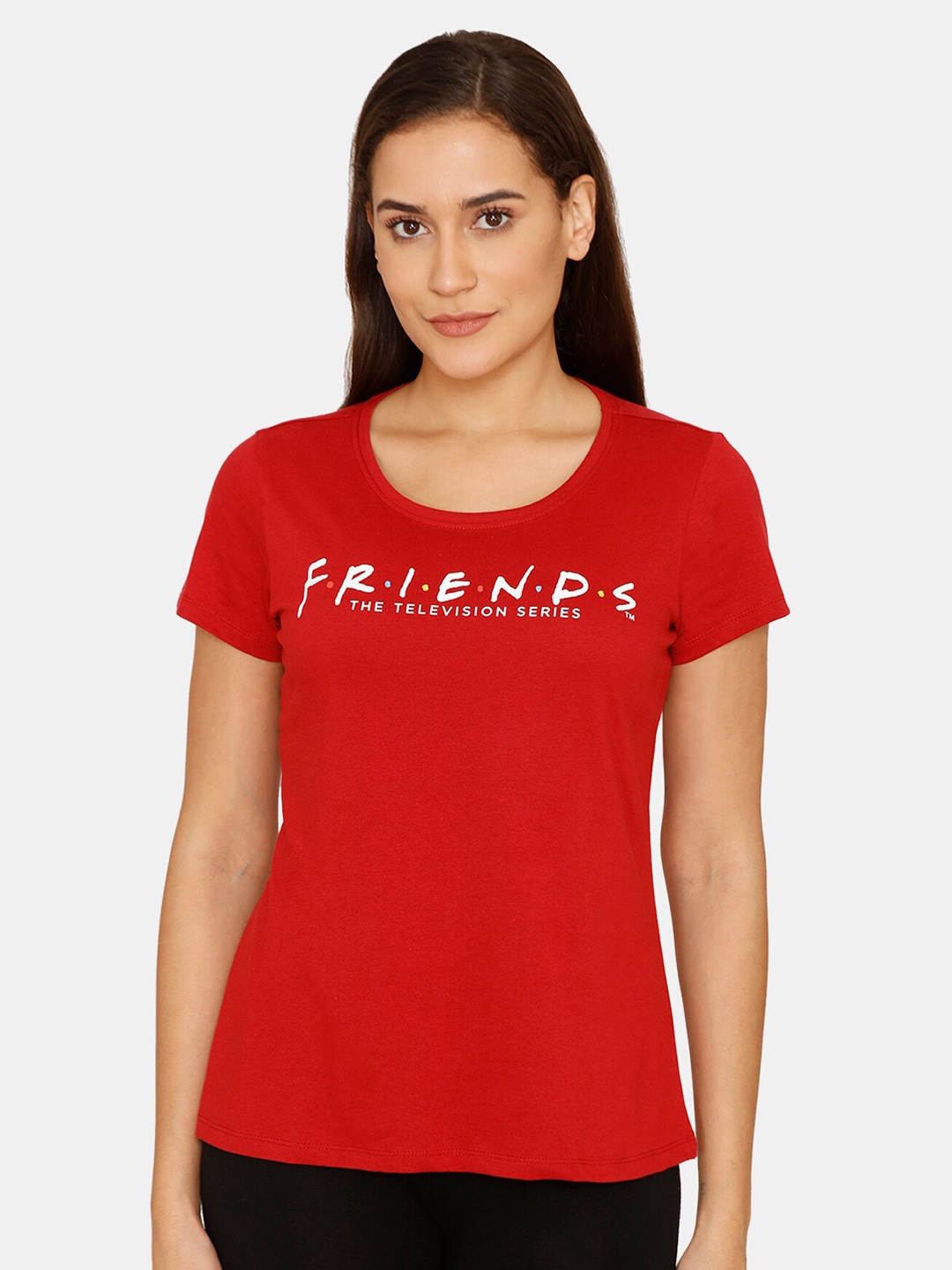 

Zivame Women Red Printed Pure Cotton Top