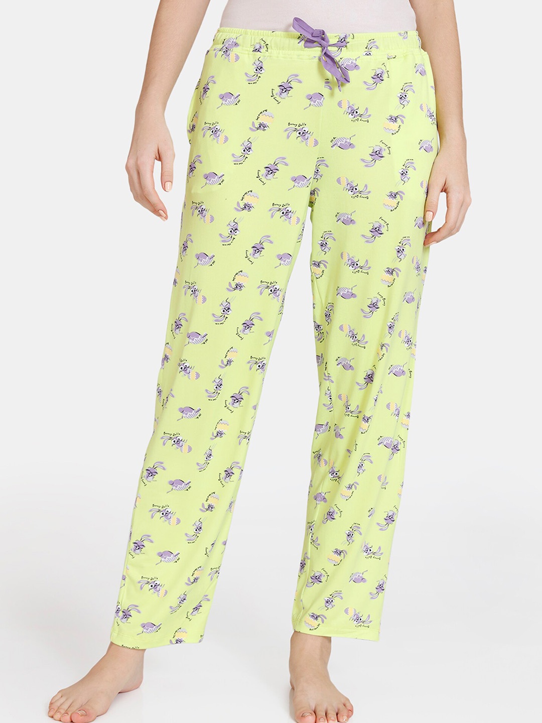 

Zivame Women Lime Green Printed Cotton Lounge Pants